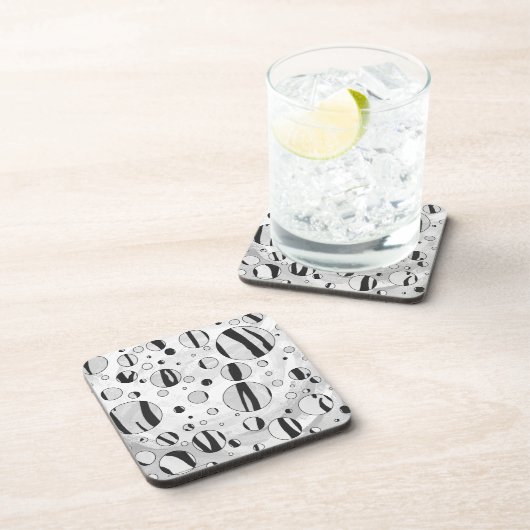 Polka Dot Tiger Black en White Print Onderzetter (Rechterzijde)