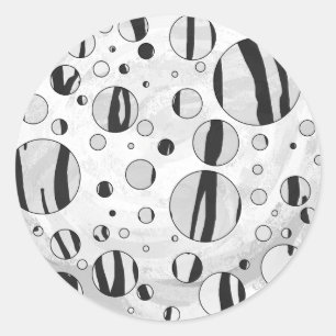 Polka Dot Tiger Black en White Print Ronde Sticker