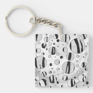 Polka Dot Tiger Black en White Print Sleutelhanger