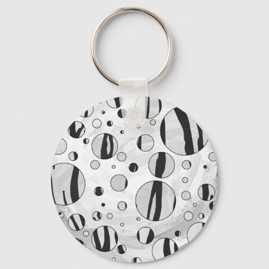 Polka Dot Tiger Black en White Print Sleutelhanger (Voorkant)