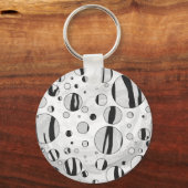 Polka Dot Tiger Black en White Print Sleutelhanger (Voorkant)