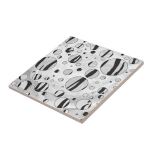 Polka Dot Tiger Black en White Print Tegeltje