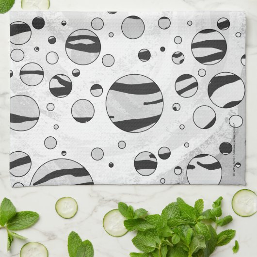 Polka Dot Tiger Black en White Print Theedoek (Gevouwen)