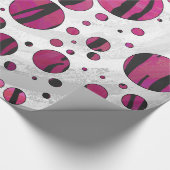 Polka Dot Tiger Hot Pink en Black Print Cadeaupapier (Hoek)
