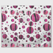 Polka Dot Tiger Hot Pink en Black Print Cadeaupapier (Vlak)