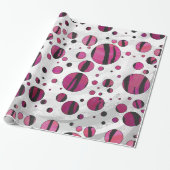 Polka Dot Tiger Hot Pink en Black Print Cadeaupapier (Uitgerold)