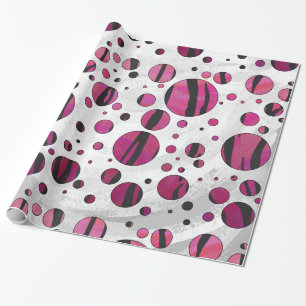 Polka Dot Tiger Hot Pink en Black Print Cadeaupapier