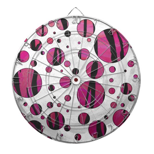 Polka Dot Tiger Hot Pink en Black Print Dartbord (Voorkant)