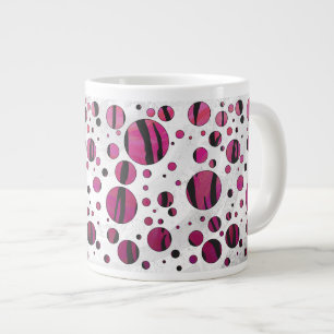 Polka Dot Tiger Hot Pink en Black Print Grote Koffiekop