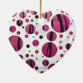 Polka Dot Tiger Hot Pink en Black Print Keramisch Ornament (Achterkant)