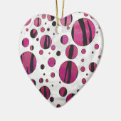 Polka Dot Tiger Hot Pink en Black Print Keramisch Ornament (Links)