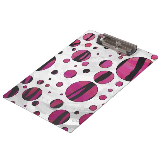 Polka Dot Tiger Hot Pink en Black Print Klembord (Gekanteld)