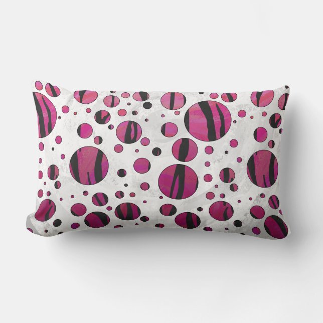 Polka Dot Tiger Hot Pink en Black Print Kussen (Voorkant)
