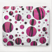 Polka Dot Tiger Hot Pink en Black Print Muismat (Voorkant)