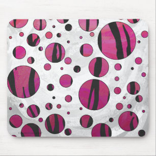 Polka Dot Tiger Hot Pink en Black Print Muismat