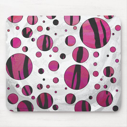 Polka Dot Tiger Hot Pink en Black Print Muismat (Voorkant)