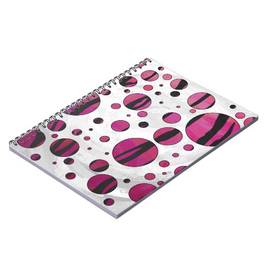 Polka Dot Tiger Hot Pink en Black Print Notitieboek (Linkerzijde)