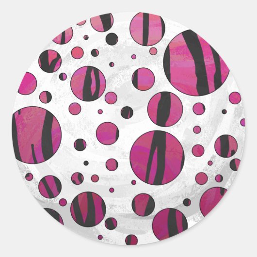 Polka Dot Tiger Hot Pink en Black Print Ronde Sticker (Voorkant)