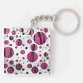 Polka Dot Tiger Hot Pink en Black Print Sleutelhanger (Achterkant)