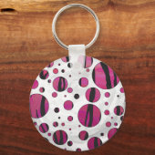 Polka Dot Tiger Hot Pink en Black Print Sleutelhanger (Voorkant)