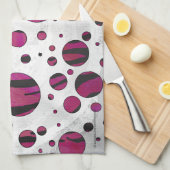 Polka Dot Tiger Hot Pink en Black Print Theedoek (Quarter Fold)