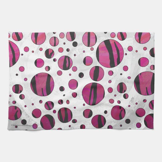 Polka Dot Tiger Hot Pink en Black Print Theedoek (Horizontaal)