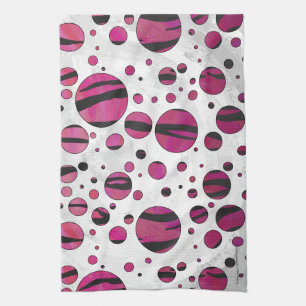 Polka Dot Tiger Hot Pink en Black Print Theedoek