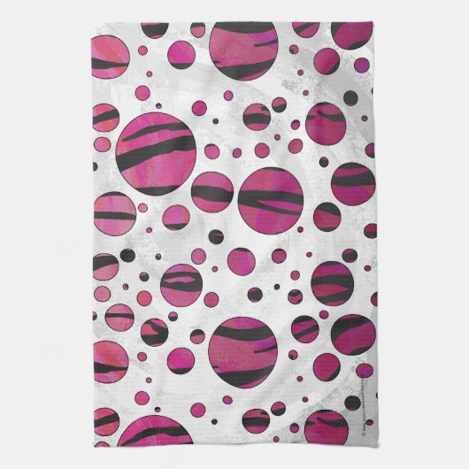 Polka Dot Tiger Hot Pink en Black Print Theedoek (Verticaal)