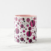 Polka Dot Tiger Hot Pink en Black Print Tweekleurige Koffiemok (Center)