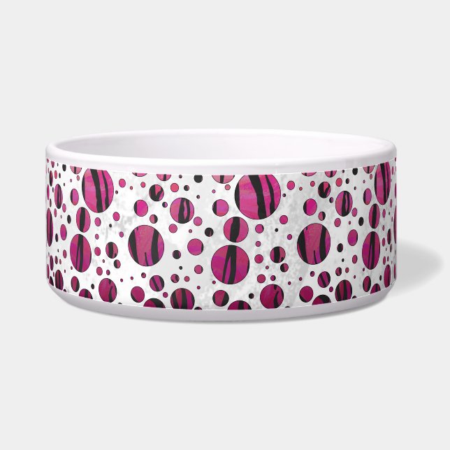 Polka Dot Tiger Hot Pink en Black Print Voerbakje (Rechts)