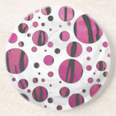 Polka Dot Tiger Hot Pink en Black Print Zandsteen Onderzetter (Voorkant)