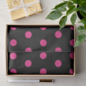 Polka Dot Tissue Paper (zwart & neon roze) Tissuepapier (Geschenk)