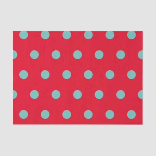 Polka Dot Tissue Papier (Rood & Aqua) (Voorkant)