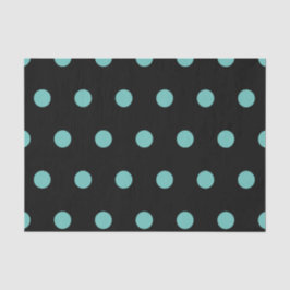 Polka Dot Tissue Papier (Zwart & Aqua)