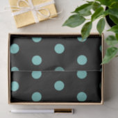 Polka Dot Tissue Papier (Zwart & Aqua) (Geschenk)