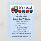Polka Dot Train Boy Baby shower Kaart (Voorkant / Achterkant)