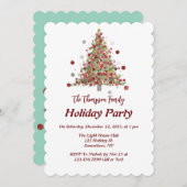 Polka Dot Tree Christmas Holiday Party Kaart (Voorkant / Achterkant)