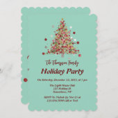 Polka Dot Tree Christmas Holiday Party Kaart (Voorkant / Achterkant)