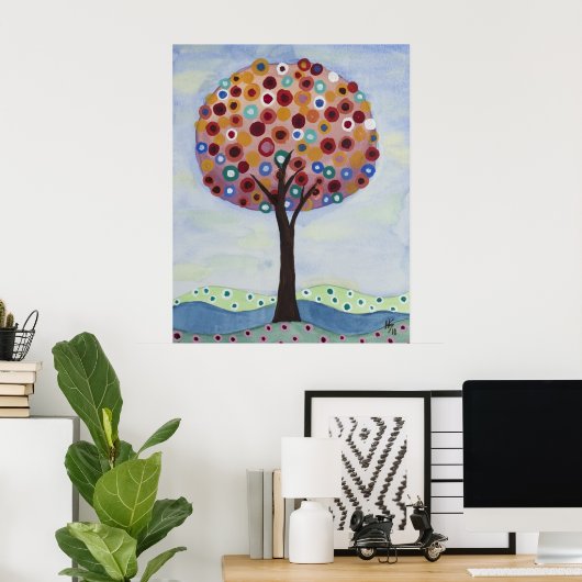 Polka Dot Tree door Heather Saulsbury Poster (Thuiskantoor)