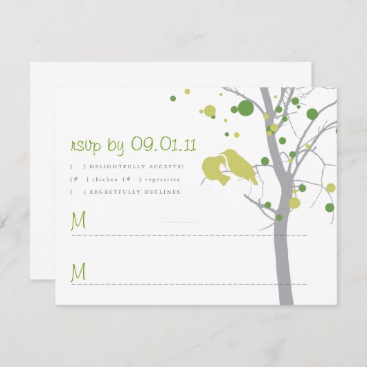 Polka Dot Tree met Tortelduifjes RSVP (Voorkant / Achterkant)