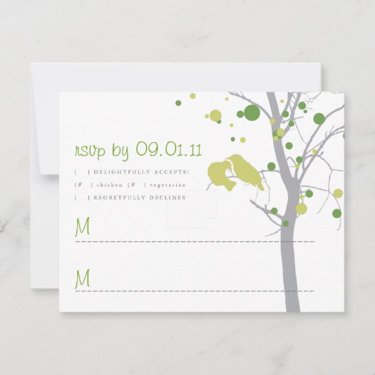Polka Dot Tree met Tortelduifjes RSVP Kaartje (Voorkant)