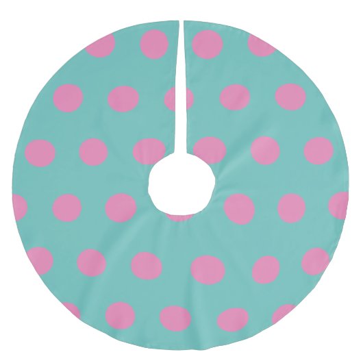 Polka Dot Tree Rok (Aqua & Pink) Kerstboom Rok (Voorkant)