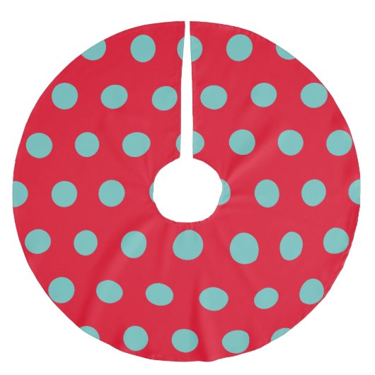 Polka Dot Tree Rok (Rood & Aqua) Kerstboom Rok (Voorkant)