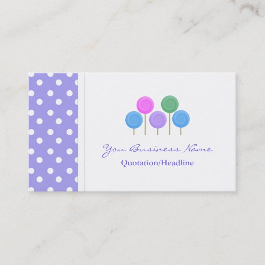 Polka Dot Trimmed Snoep Visitekaartjes (Voorkant)