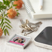 Polka Dot Trouwfoto Sjabloon Sleutelhanger (Zijkant)