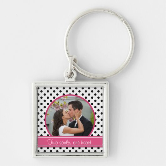 Polka Dot Trouwfoto Sjabloon Sleutelhanger (Voorkant)