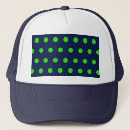 Polka Dot Trucker Hat (Navy Blue & Lime Green) Trucker Pet