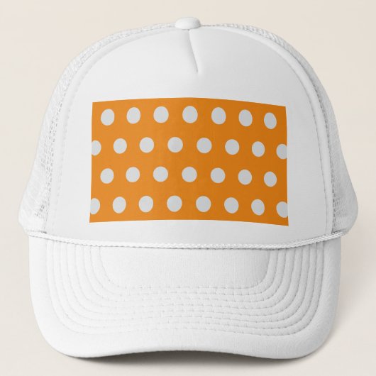 Polka Dot Trucker Hat (Sinaasappel en zilver) Trucker Pet (Voorkant)