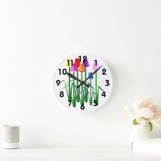 Polka Dot Tulips Clock Ronde Klok (Huis)