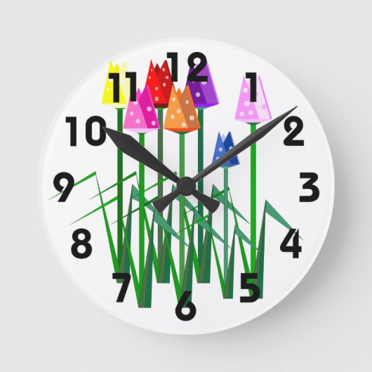 Polka Dot Tulips Clock Ronde Klok (Voorkant)